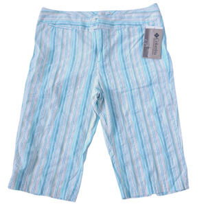New Columbia River Relax Bermuda Shorts Size 8 Blue Stripes 100% Cotton